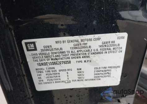 2006 Chevrolet Trailblazer Ls z USA, uszkodzony, nr VIN 1GNDT13S662279258